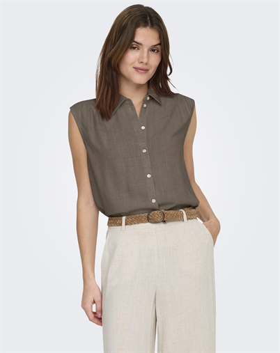 Only - ONLSiesta Linen Bluse - Walnut